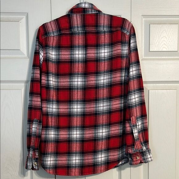ABERCROMBIE & FITCH Medium Muscle Fit Red Blue White Flannel Plaid Button Down - Picture 5 of 7